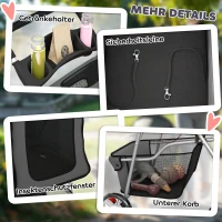 PawHut Hundewagen Faltbar Hundebuggy mit Reflektorstreif Aufbewahrungskorb Kissen für kleine Hunde bis 10 kg 77x44x102 cm Dunkelgrau(m-8)