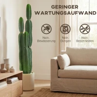 HOMCOM Kunstpflanze Kaktus Pflanzen groß 111 cm künstliche Pflanzen im Topf für Büro Wohnzimmer(m-5)