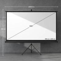 HOMCOM Beamer Leinwand mit Stativ 221 x 124 cm 100 Zoll 16:9 HD 4K Rollo-Leinwand(m-3)