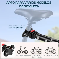 HOMCOM Remolque de Bicicleta 40 kg de Tela Oxford con Reflectores y Estructura de Acero 144x59x80 cm Negro(m-4)
