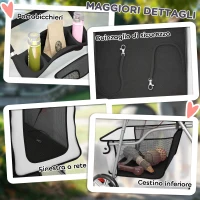 PawHut Passeggino per Cani Pieghevole con Catarifrangenti, Ruote Girevoli, Freni e Cuscino Lavabile, Grigio(m-8)