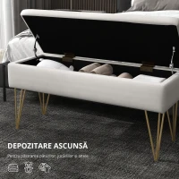 Homcom Bancuta Otoman 100 cm – Tapitata cu Depozitare & Picioare Elegante(m-7)