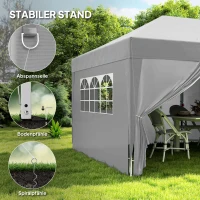 Outsunny Pavillon ca. 6x3m Stabil Winterfest Pop-up Faltpavillon mit Fenster Reißverschlusstür Seitenteilen UV Schutz(m-6)