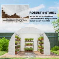 Outsunny Kassenfolie 3 x 3 m, waterdichte polyethyleenfolie met oproldeur, 6 ramen, UV-bescherming wit(m-5)