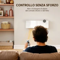 HOMCOM Stufa Ceramica Elettrica 2000W da Parete con 3 Modalità, Temperatura Regolabile, Timer e Telecomando, Bianco(m-8)