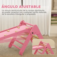 AIYAPLAY 7 en 1 Triángulo de Escalada Montessori de Madera Plegable con Arco y Rampa para Niños de 18-48 Meses 188x70 cm Rosa(m-6)
