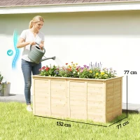 Outsunny Hochbeet Holz 152 x 77 x 77 cm Erhöhtes Tief Kräuterbeet mit Offenem Boden Verstärkungsstangen(m-3)