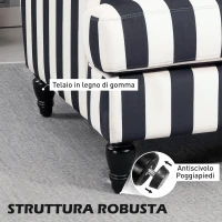 HOMCOM Poltrona da Salotto con Seduta Ampia in Velluto a Righe con Molle a S, 115x82x82 cm, Nero e Bianco(m-6)