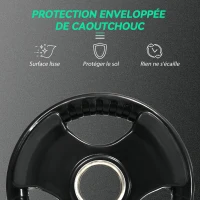 SPORTNOW Disques de poids, plaques de poids 2 x 5 kg, à trois poignées avec trous de Ø 50 mm, couverture en caoutchouc, noir(m-6)