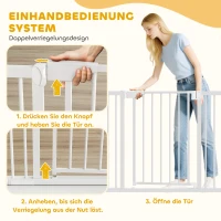 PawHut Treppenschutzgitter Absperrgitter ohne Bohren mit automatische Schließung für Kinder Küche Treppe 76-103 x 76 cm Weiß(m-6)