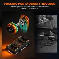 SPORTNOW Set Manubri Pesi Regolabili e Antiscivolo 2-10 kg con Base, in Acciaio, 29.5x13.6x13.6 cm, Multicolore(m-7)