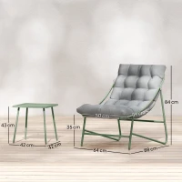 Outsunny Set de grădină 3 piese cu 2 scaune lounge, masă de cafea și perne pentru exterior terasă balcon gri deschis(m-3)