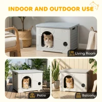 PawHut Cat House Stackable Pet Shelter with Removable Cushion for Indoor Outdoor Use Grey(m-4)