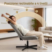 HOMCOM Poltrona Reclinabile su 4 Livelli Effetto Velluto con Poggiapiedi Indipendente, 66x80x93-104 cm, Grigio(m-4)