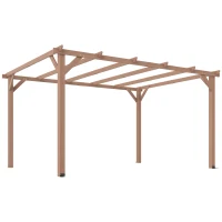 Outsunny 4 x 3 m Wooden Pergola Kit, Garden Pergola Gazebo Grape Trellis with Triangle Supports, 6 Beams, Maple Wood-effect(m-10)
