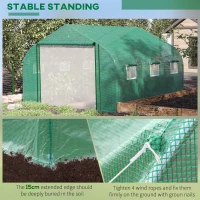 Outsunny Walk-in Polytunnel Garden Greenhouse, Outdoor Mesh Door Greenhouse with PE Cover and 6 Windows, 3.5 x 3 x 2m, Green(m-5)