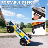 HOMCOM 12V Electric Car for Kids, Ride on Police Car with 2 Motors, Remote Control, Siren Flashing Lights, Suspension, USB, Auxiliary Wheels, Pull handle, for 3-6 Years, White(m-5)