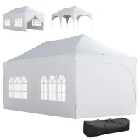 Outsunny Gazebo da Giardino Pieghevole 3x6 m con Pareti Rimovibili e Borsa di Trasporto, Bianco(m-10)