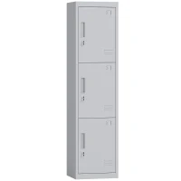 HOMCOM Armadio per Ufficio in Acciaio a 3 Porte Indipendenti con Serratura e 2 Chiavi, 45x38x180 cm, Grigio Chiaro(m-1)
