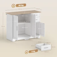 HOMCOM Credenza Moderna in Legno con 2 Cassetti e 2 Armadietti, 100x40x78 cm, Bianco e color Legno(m-3)