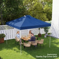 Outsunny Gazebo Roof Replacement UV50+ Waterproof Pop Up Canopy Cover with 8 Drainage Holes 3 x 3 m Blue(m-9)