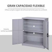 Vinsetto Armario Archivador Metálico con 2 Puertas Cerradura Estante Ajustable para Sala de Estar Estudio 80x40x92,5 cm Gris(m-5)