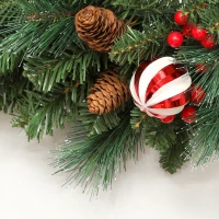 HOMCOM Ghirlanda Natalizia da 60 cm con 146 Rami Innevati, Pigne, Bacche e Palline, Verde(m-9)