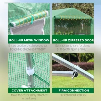 Outsunny Walk-in Polytunnel Garden Greenhouse, Outdoor Mesh Door Greenhouse with PE Cover and 6 Windows, 3.5 x 3 x 2m, Green(m-6)