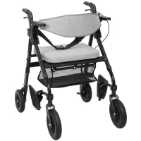 HOMCOM Rollator Walker Wheelchair, with Seat - Grey(m-1)