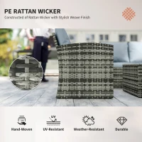 Outsunny 6 Pieces Rattan Garden Furniture Set, 7 Seater Wicker Outdoor Furniture Set with Storage Tea Table & Side Table, Sectional Garden Sofa Set with Cushions, Grey(m-4)