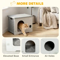 PawHut Cat House Stackable Pet Shelter with Removable Cushion for Indoor Outdoor Use Grey(m-7)