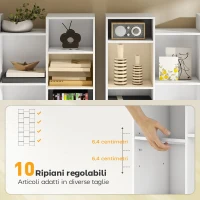 HOMCOM Libreria Moderna in Legno Alta 181 cm con 21 Scomparti e 10 Ripiani Regolabili, Bianco(m-5)