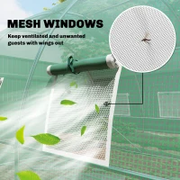 Outsunny 3 x 4 m Walk-in Polytunnel Greenhouse with Hinged Door and 8 Roll Up Mesh Windows, Garden Tunnel Warm House Tent, Green(m-4)