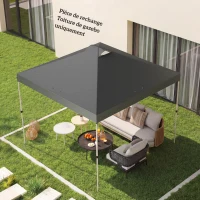 Outsunny Ersatzdach für Pavillon 3 x 3 m UV50+ wasserdicht mit 8 Ablauföffnungen 3 x 3 m, Dunkelgrau(m-4)