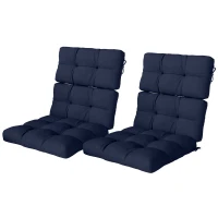 Outsunny 2-Piece Seat Cushion Replacement with Backrest, Garden Patio Chair Cushions Set with Ties, Dark Blue(m-11)