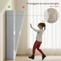 HOMCOM Scaffale Libreria a 4 Ripiani Aperti con Armadietto e Cassetto, 30x24x158 cm, in Legno Bianco(m-6)