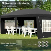 Outsunny Tonnelle pop-up pliante - tente de réception - 3 x 6 m 3 cotés démontables noir(m-5)