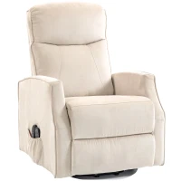 HOMCOM Poltrona Elevatória Reclinável 150° com Porta USB e Apoio para Pés Efeito Linho 74x92x110 cm Branco Creme(m-7)