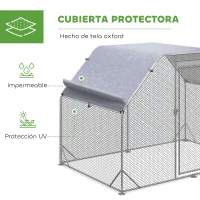 PawHut Gallinero para Exterior 2,8x1,9x1,95 m Jaula de Gallinas de 1 Habitación Cubierta de Tela Oxford Anti-UV Plata(m-7)