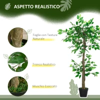 Outsunny Pianta Artificiale Albero del Tè con 546 Foglie Realistiche e Vaso Cemento 120 cm Verde(m-5)