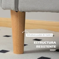 HOMCOM Sofá de 2 Plazas con Espacio de Almacenamiento Patas de Madera Respaldo Capitoné 117x62x78 cm Gris Claro(m-6)