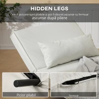 HOMCOM Fotoliu Pat 3 in 1 cu Spatar Rabatabil, Bej(m-5)