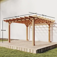 Outsunny Graden Pergola Kit, Wooden Pergola Gazebo Grape Trellis with Stable Structure, 3.6 x 3.6m, Dark Brown(m-3)