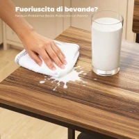 HOMCOM Tavolo da Bar a 3 Ripiani e 2 Sgabelli con Poggiapiedi e Schienale, in Legno e Acciaio, Nero e color Noce(m-7)