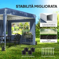 Outsunny Gazebo Pieghevole 3x3 m con Pareti e Altezza Regolabile, Protezione UV 50+, Blu Scuro(m-6)