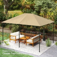 Outsunny 3 x 4m Gazebo Canopy Replacement Cover, Gazebo Roof Replacement (TOP COVER ONLY), Khaki(m-10)