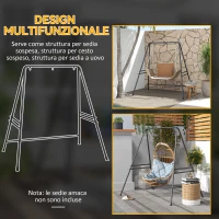 Outsunny Supporto per Amaca e Poltrona a Uovo in Acciaio con Gambe ad A e Agganci Singoli e Doppi, 178x143x180 cm, Nero(m-6)