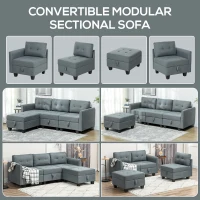 HOMCOM 'L' Shape Modular Sofa, with Storage - Dark Grey(m-4)