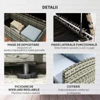 Outsunny Set de mobilier de gradina din ratan de 6 piese, canapea si 2 fotolii tapitate pentru 7 persoane, bej(m-6)