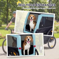 PawHut Remolque para Bicicleta para Perros Medianos hasta 20 kg con Reflectores, 143x70x90 cm, Azul Claro(m-4)